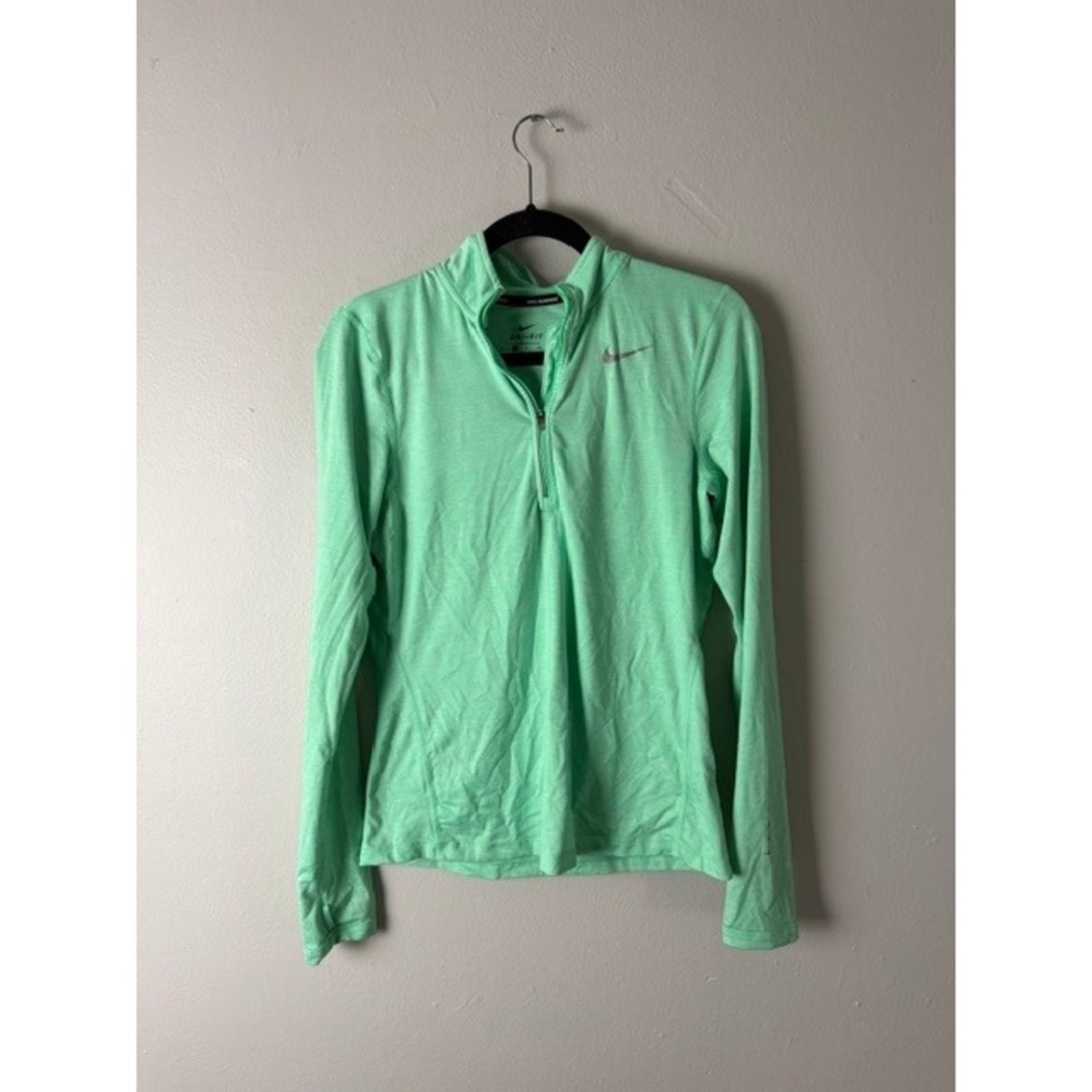 Nike Running Dri-FIT Quarter Zip Pullover Mint Green Womens Small Long Sleeve